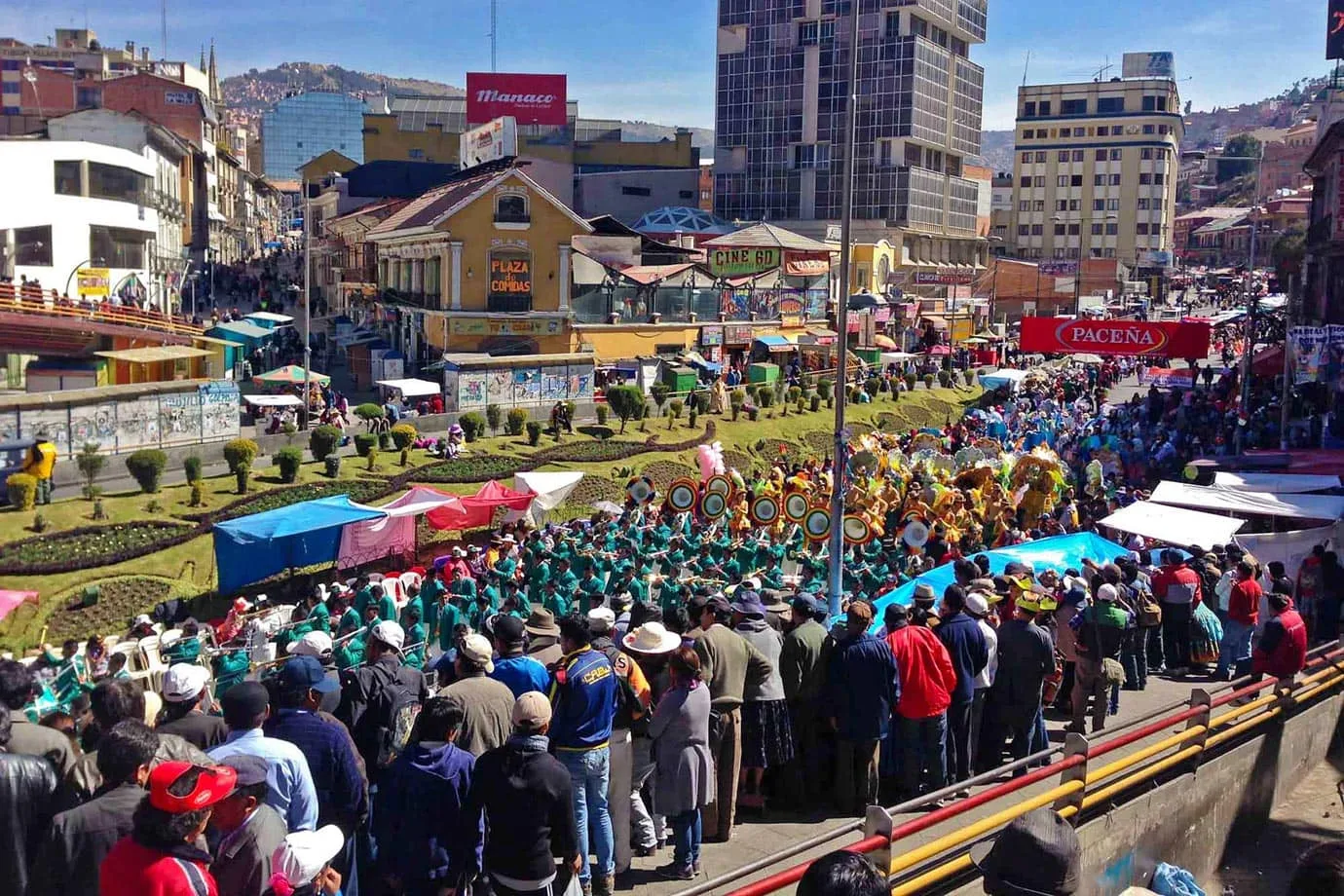 La Paz is in a huge valley, surrounded by mountains and sitting at about 3,500 metres above sea level