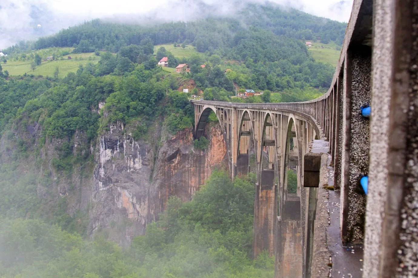 Tara River bridge crossing the canyon, about 30 minutes from the hostel