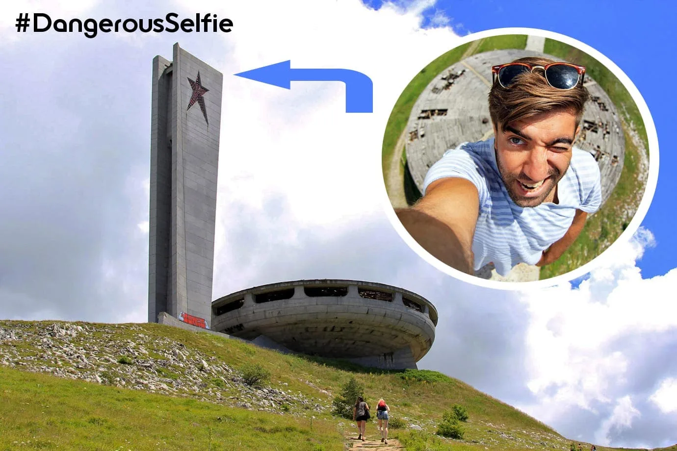 This was the ledge I was standing on at Buzludzha, one of the most dangerous selfies I've ever taken