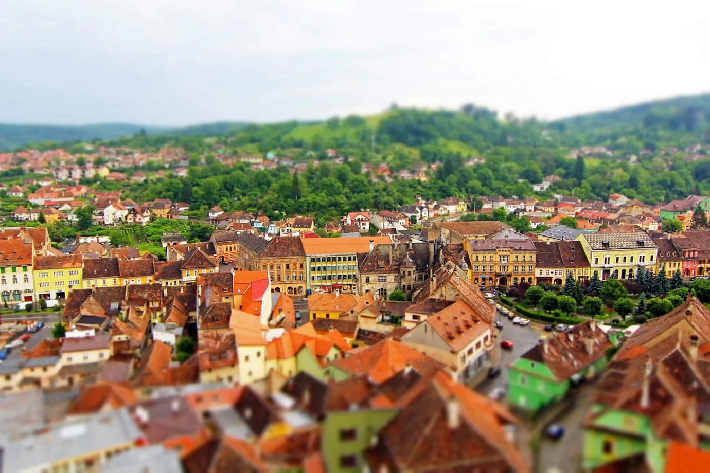 A view of Old Town from the Clock Tower in Sighisoara