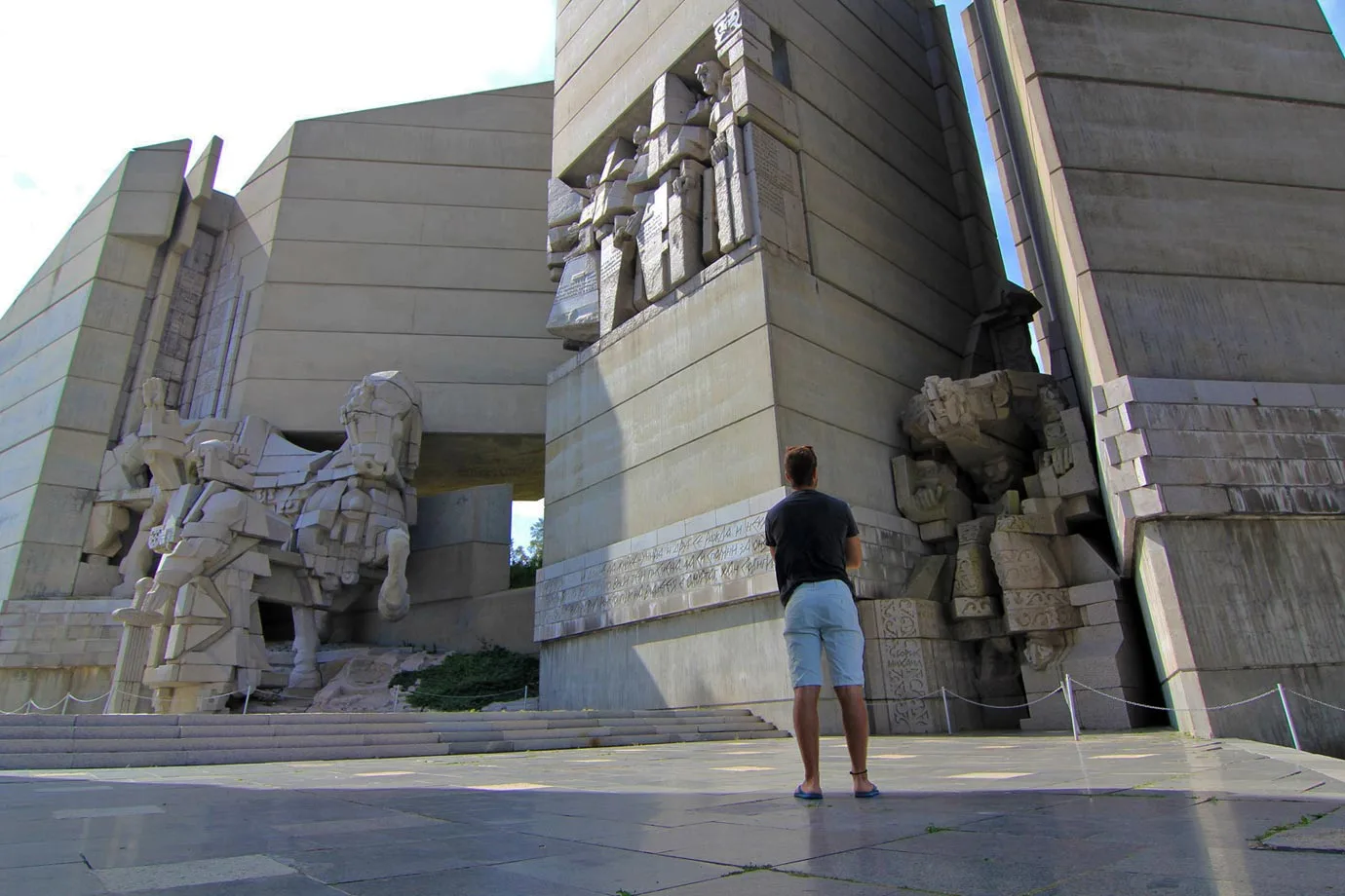 The monument at Shumen is absolutely huge and all the statues tower over you