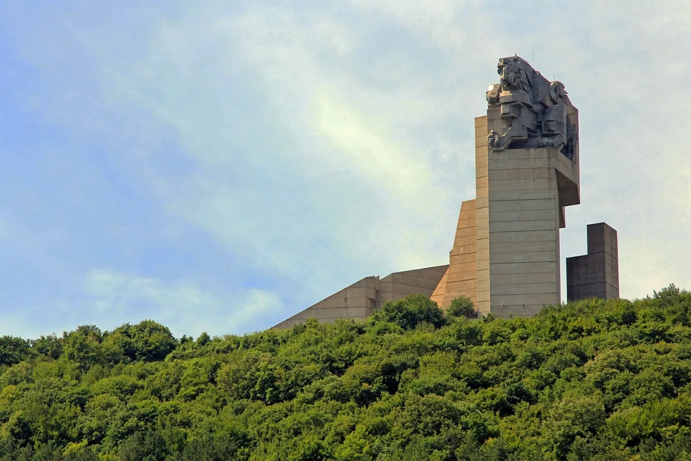 The statues to the founding fathers of Bulgaria stands on top of the hill at Shumen
