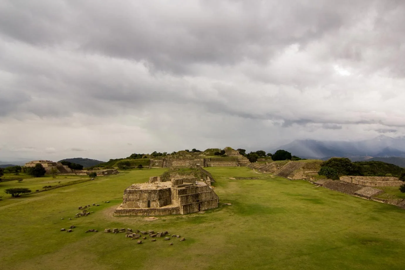 The ancient city of Monte Alban is found high up in the mountains