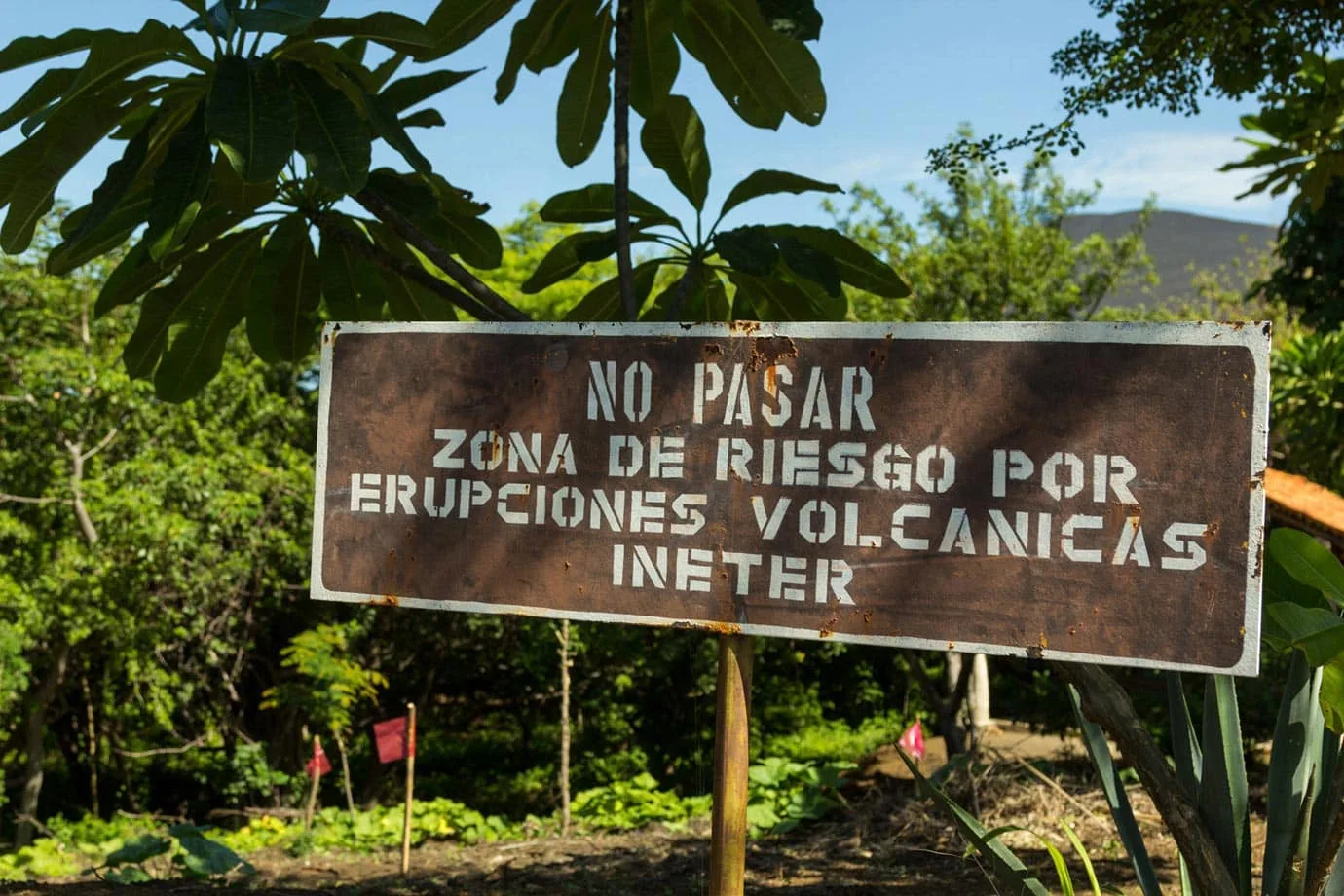 Warning sign at Cerro Negro, Nicaragua