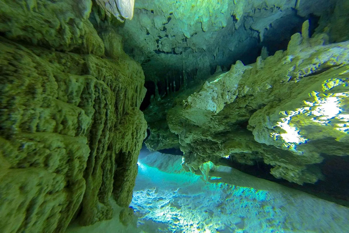 Diving at Dos Ojos, Mexico