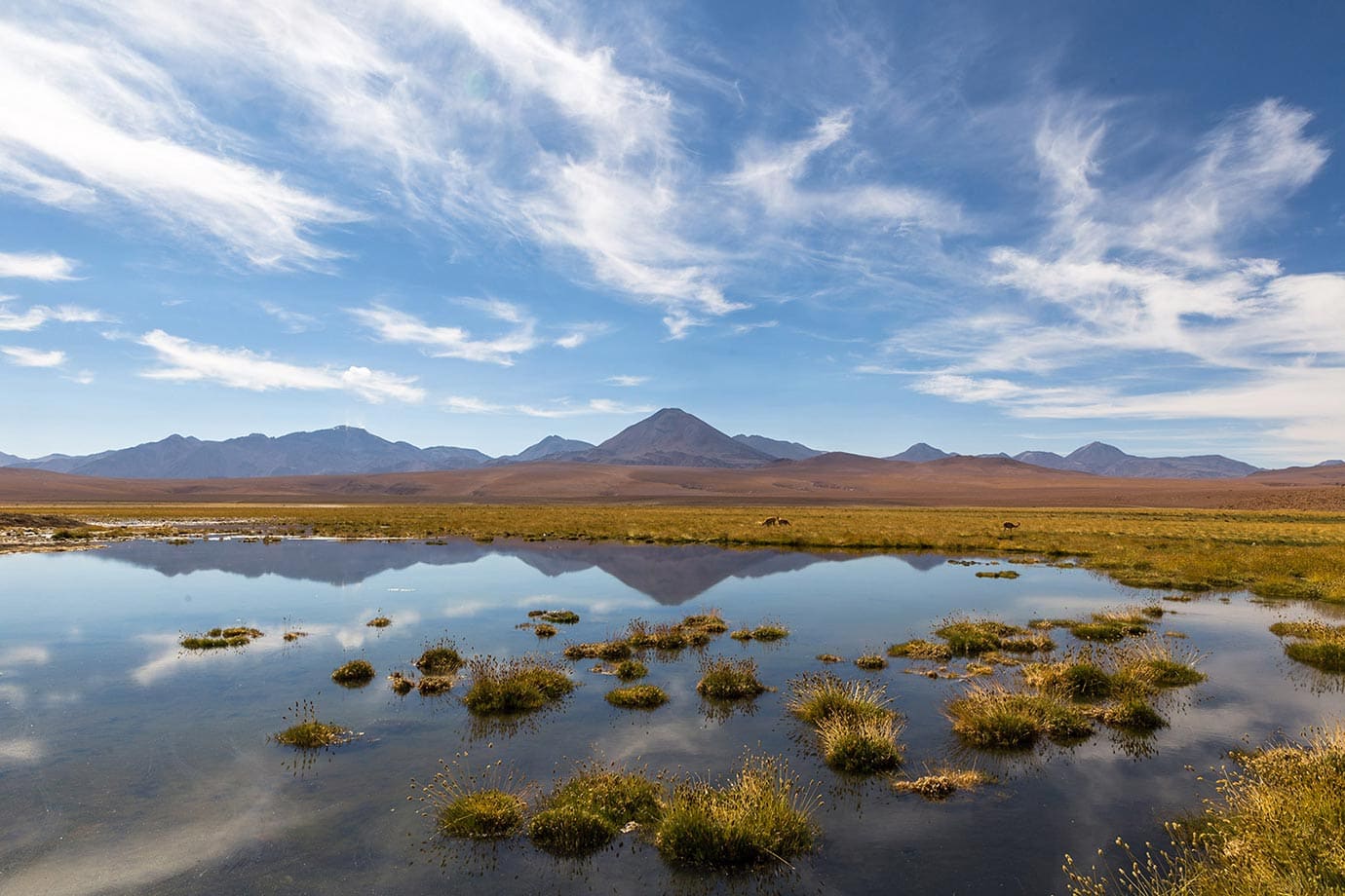 Lakes and mountains in the Atacama Desert