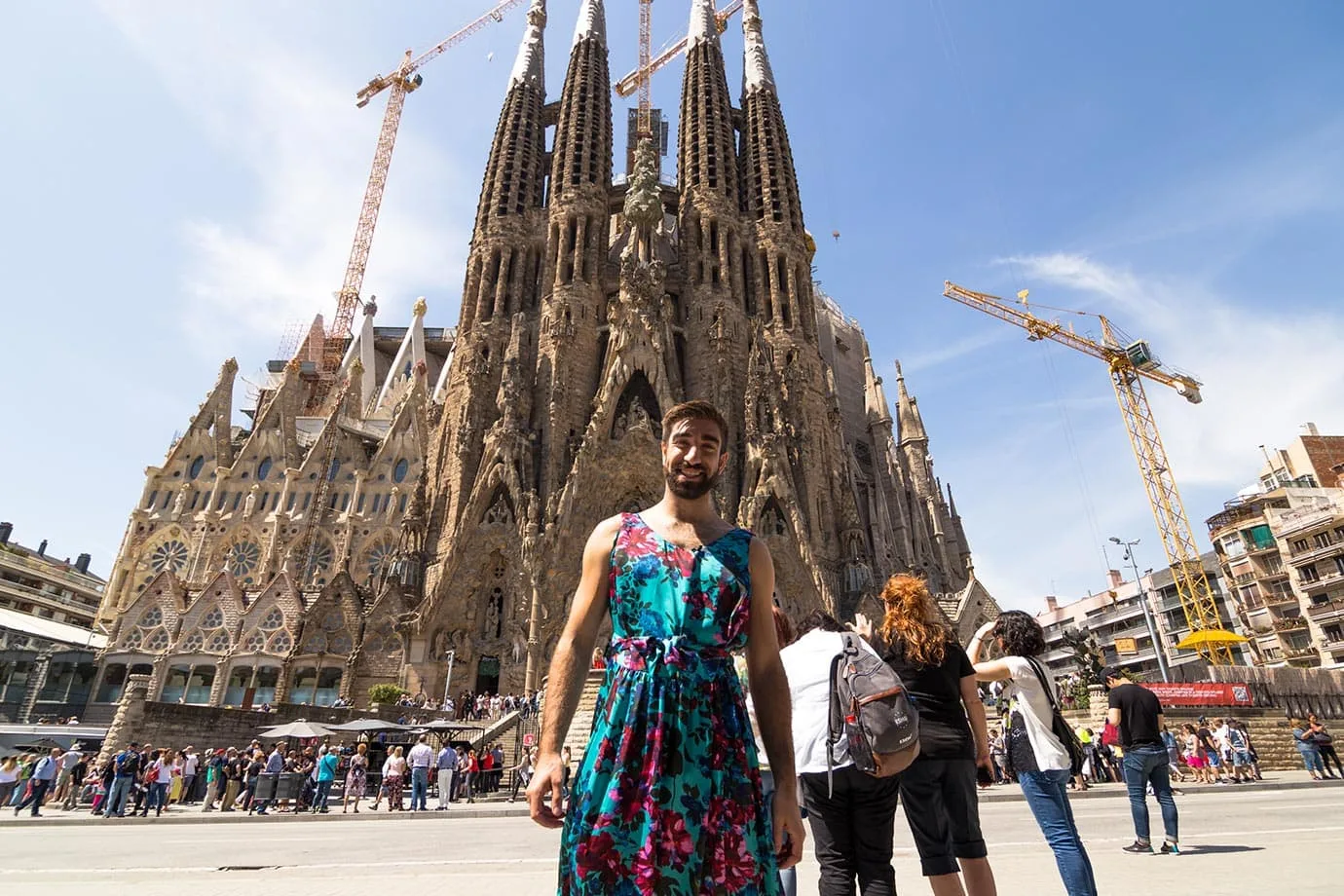 Standing outside the Sagrada Familia