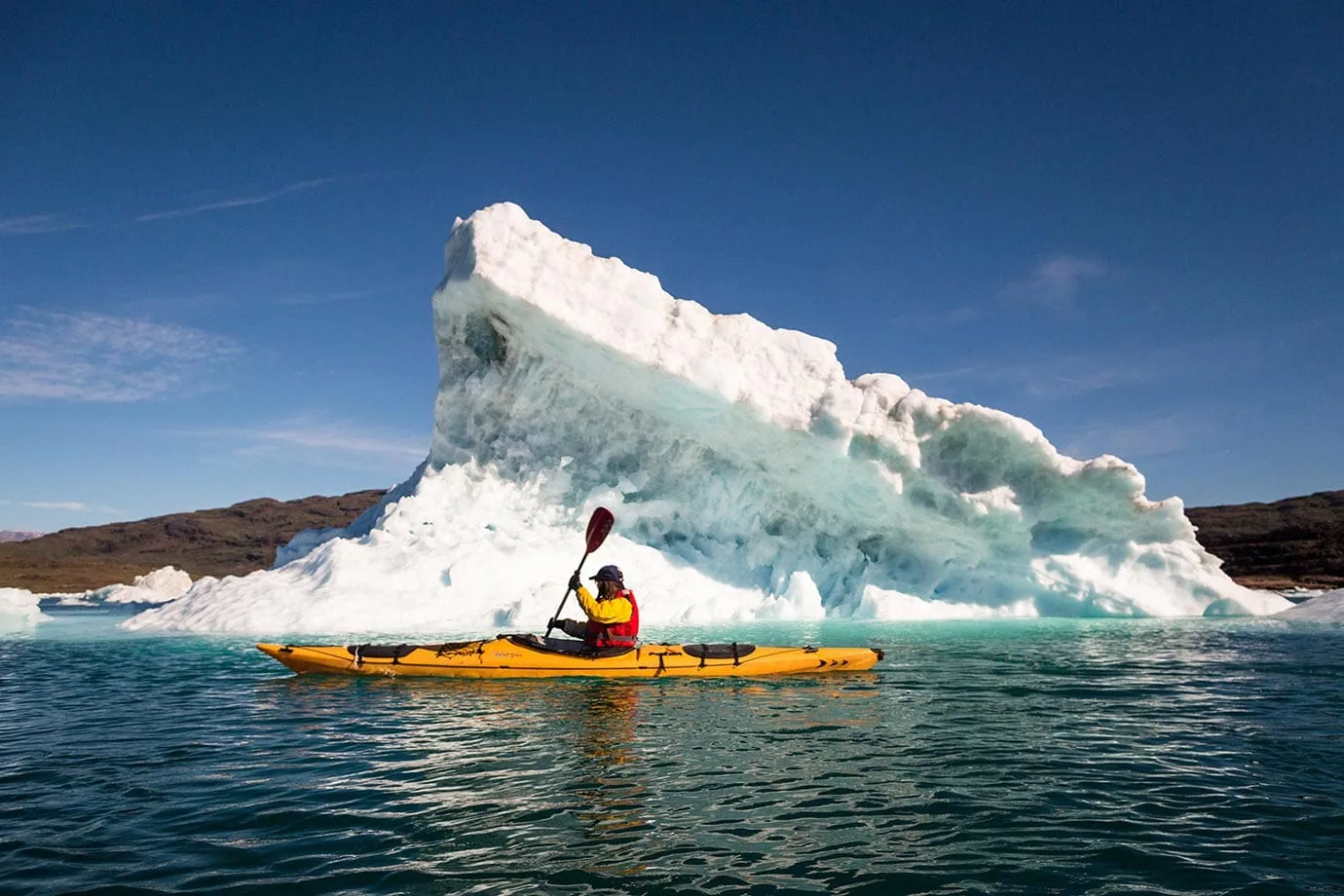 Kayaking with icebergs in Southern Greenland