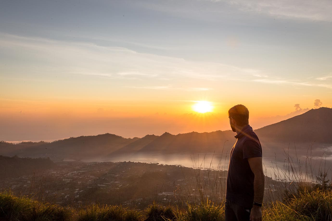 Standing at the top of Mount Batur