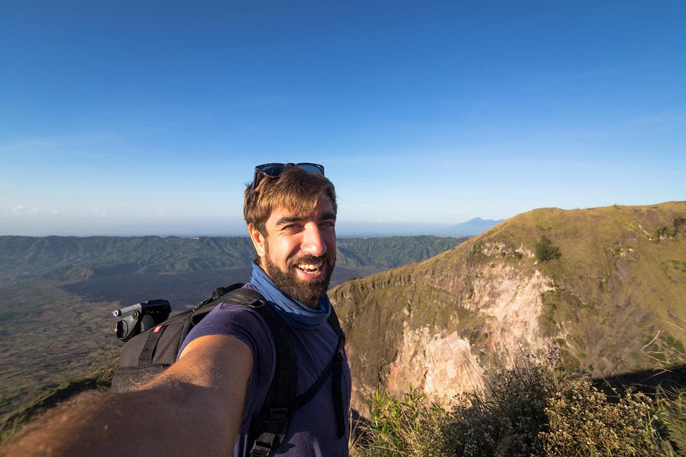 Hiking down Mount Batur