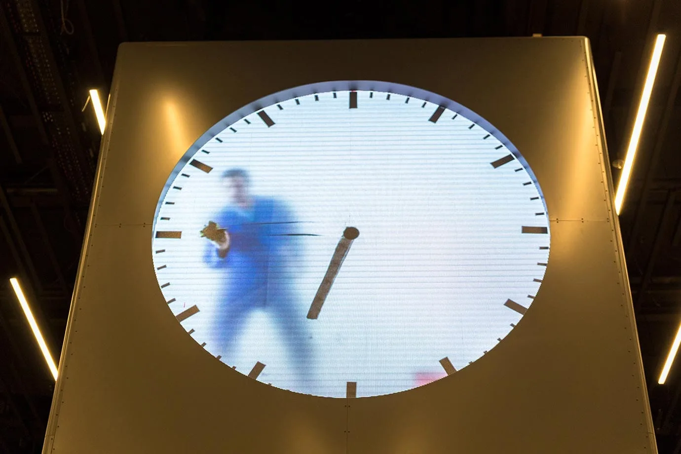 Man in the clock at Schiphol Airport