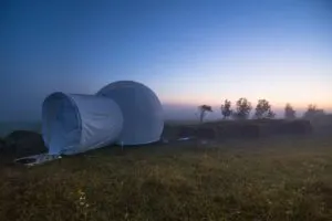 Morning mist at the Bubble Hotel