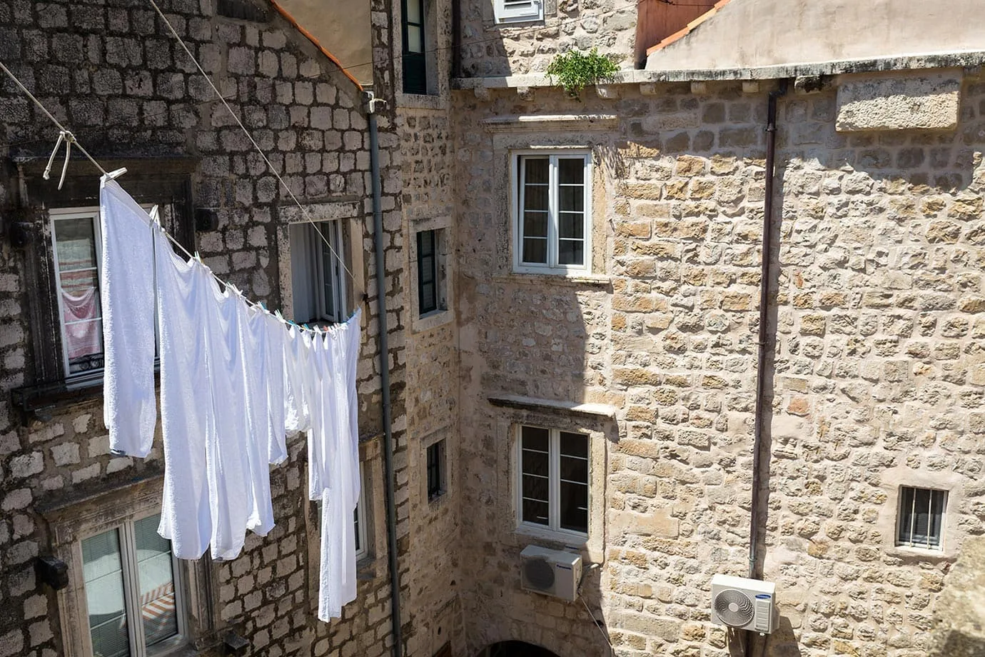Washing hanging on a line in Croatia