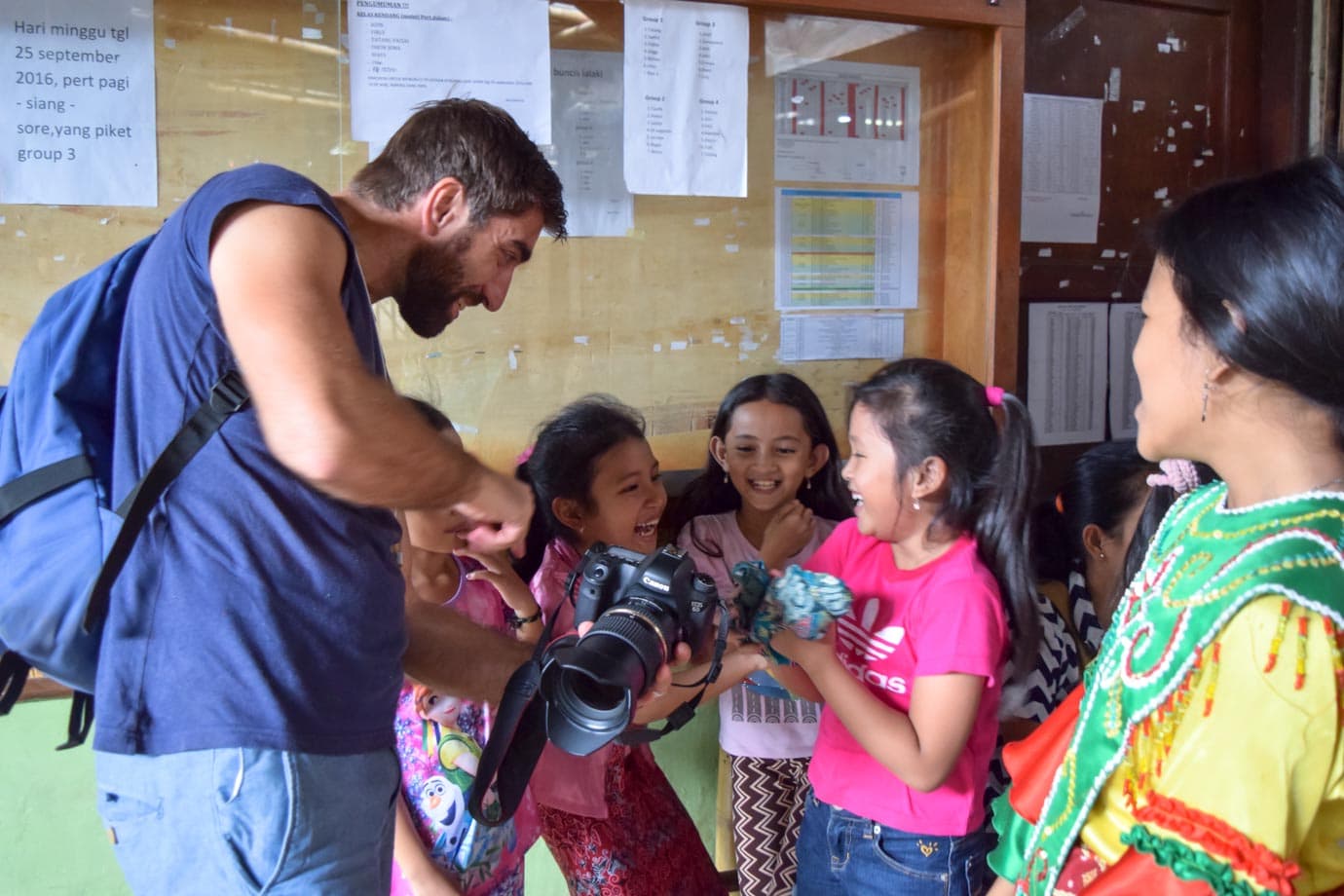 Playing with kids in Indonesia