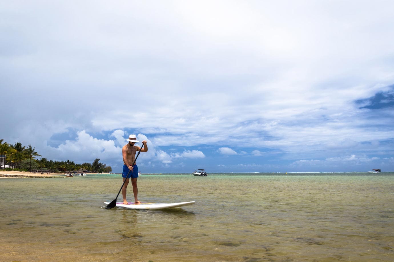 Standup paddleboarding in Mauritius