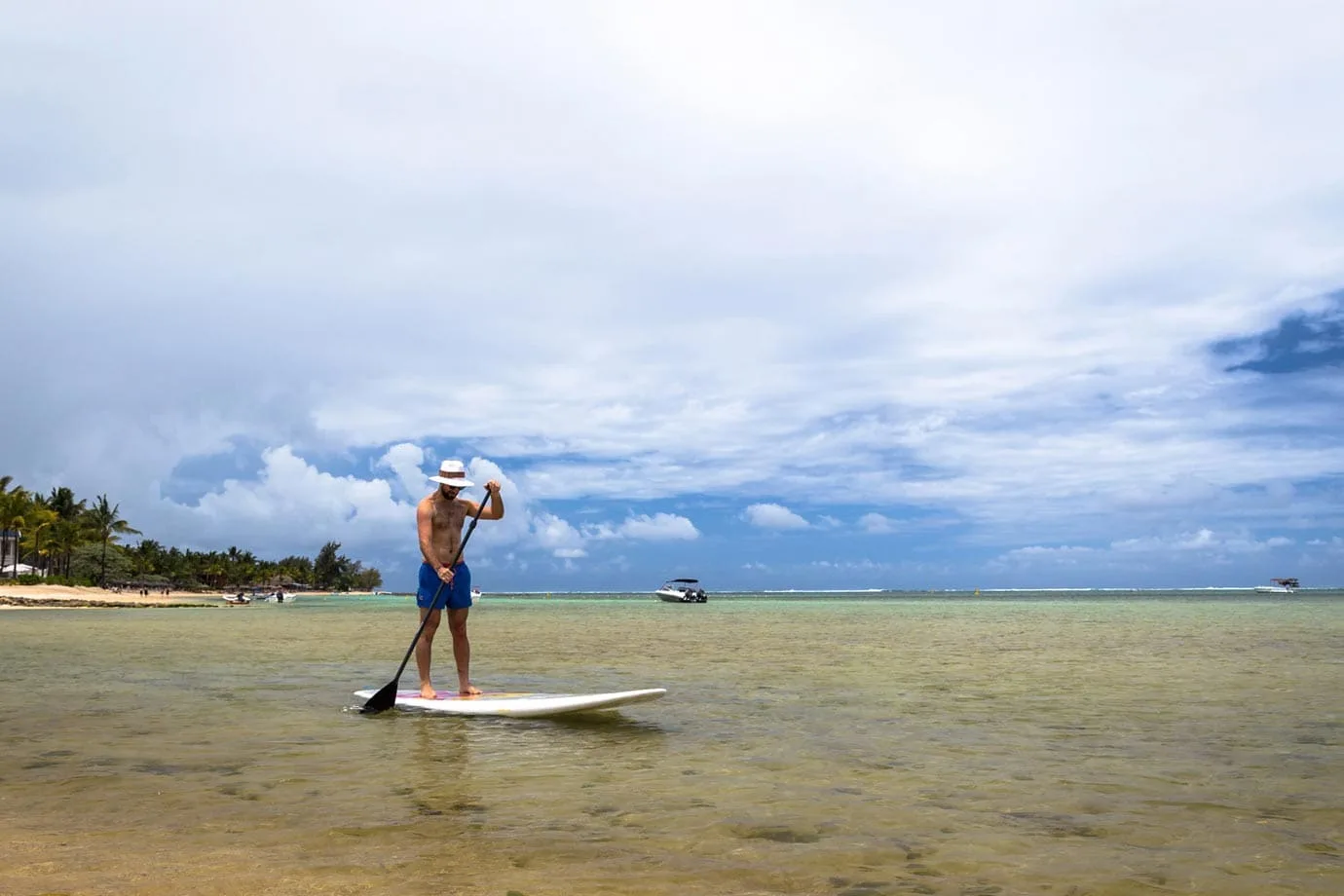 Try your hand at standup paddleboarding Standup paddleboarding in Mauritius