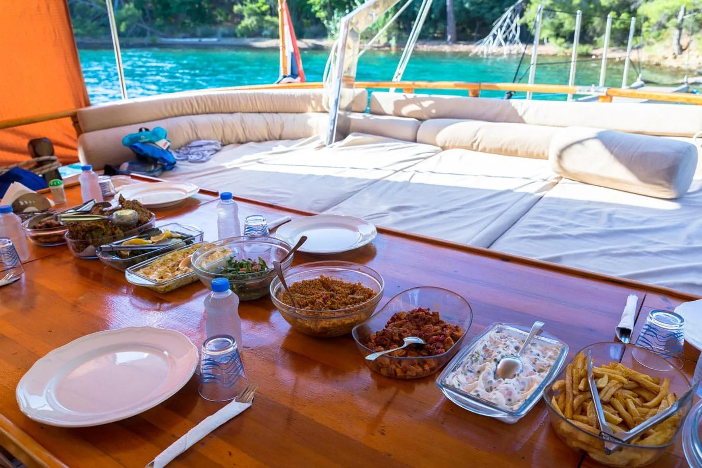 Dinner on a sailing boat in Turkey