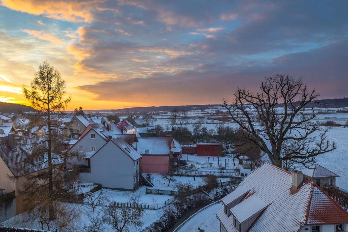 The stunning views of Europe covered in snow Lehrberg, Germany