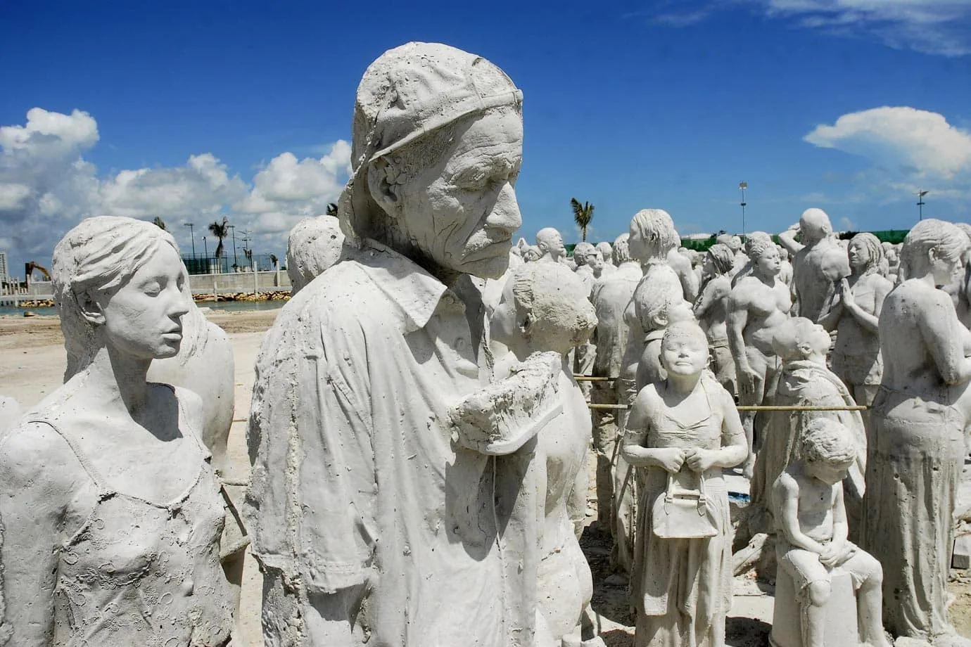 These are what the statues used to look like before they were sunken underwater cancún underwater museum
