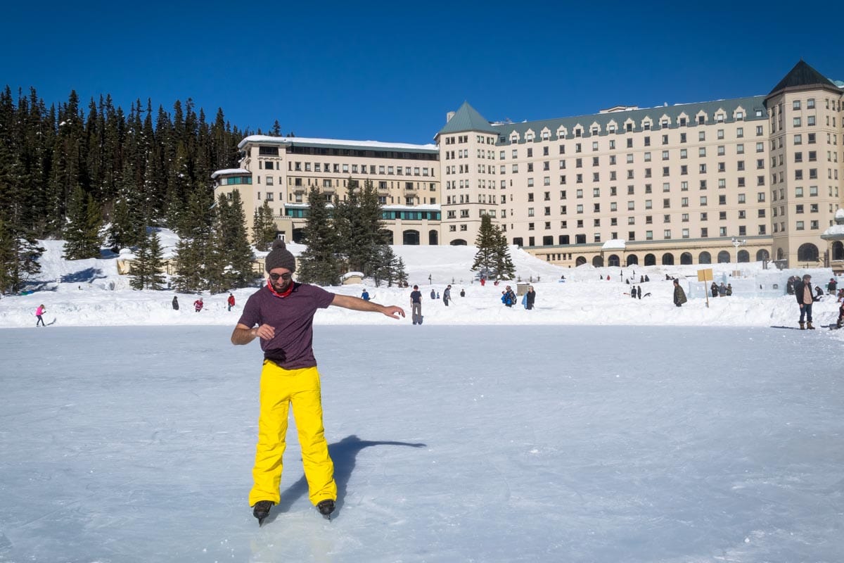 Ice skating at Lake Louise