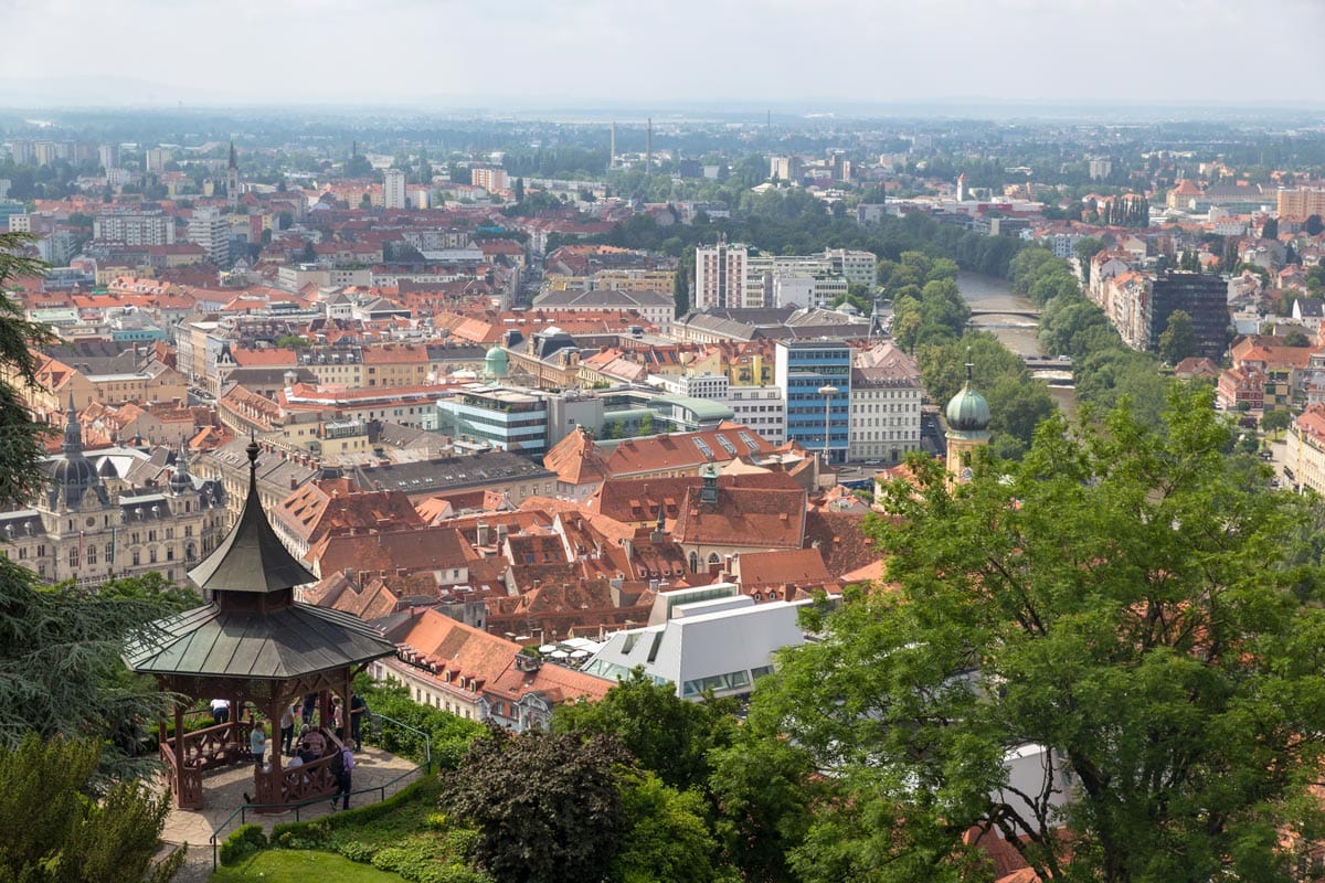 views from schlossberg graz