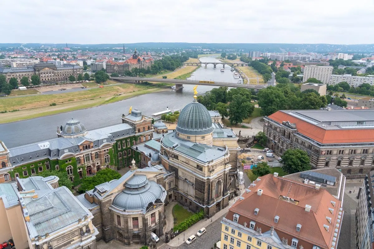 The view from the top of The Church of our Lady dresden today