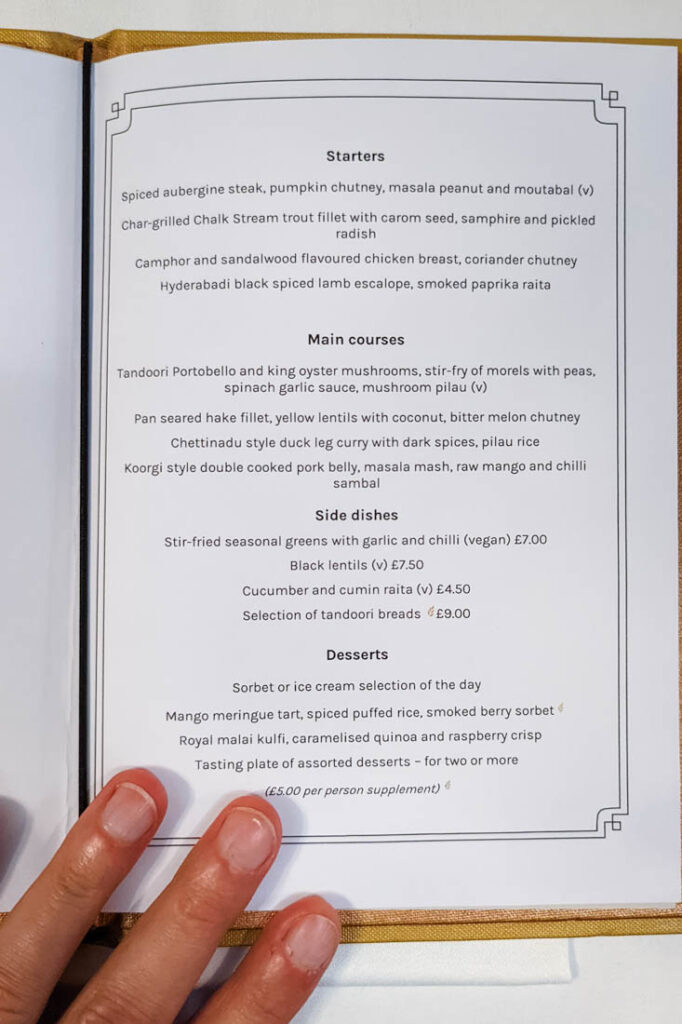 cinnamon club menu