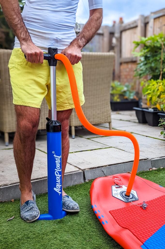 pumping up paddleboard