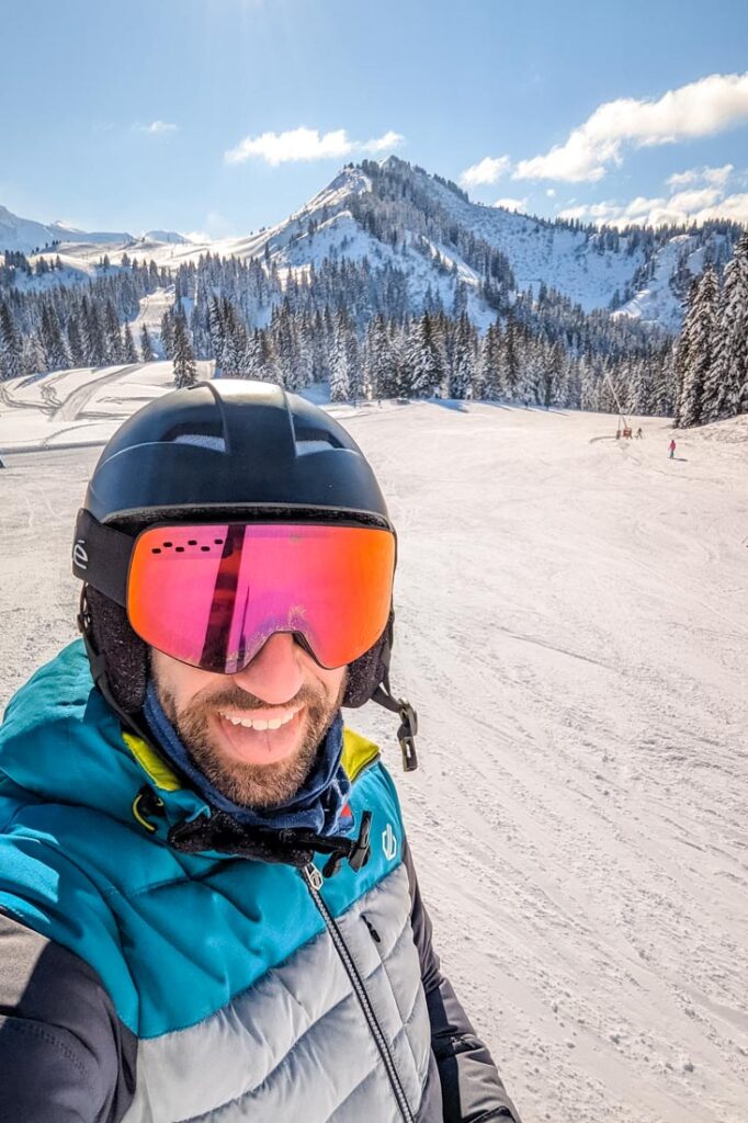 skiing in the french alps