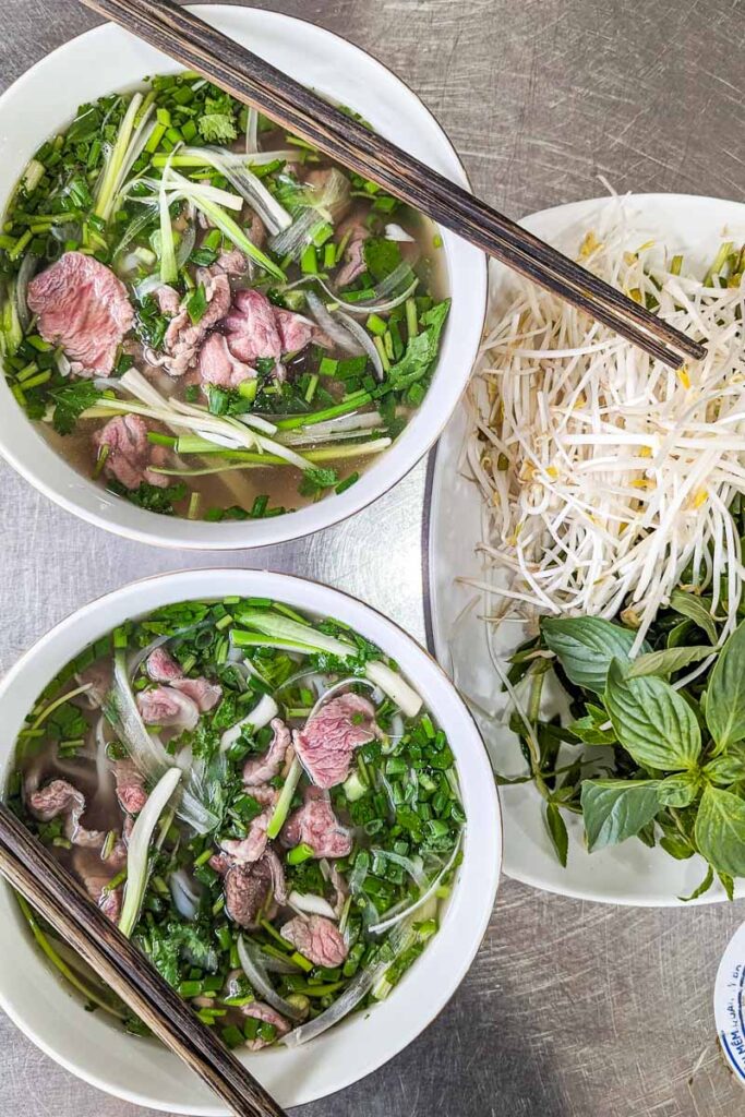 eating pho in vietnam