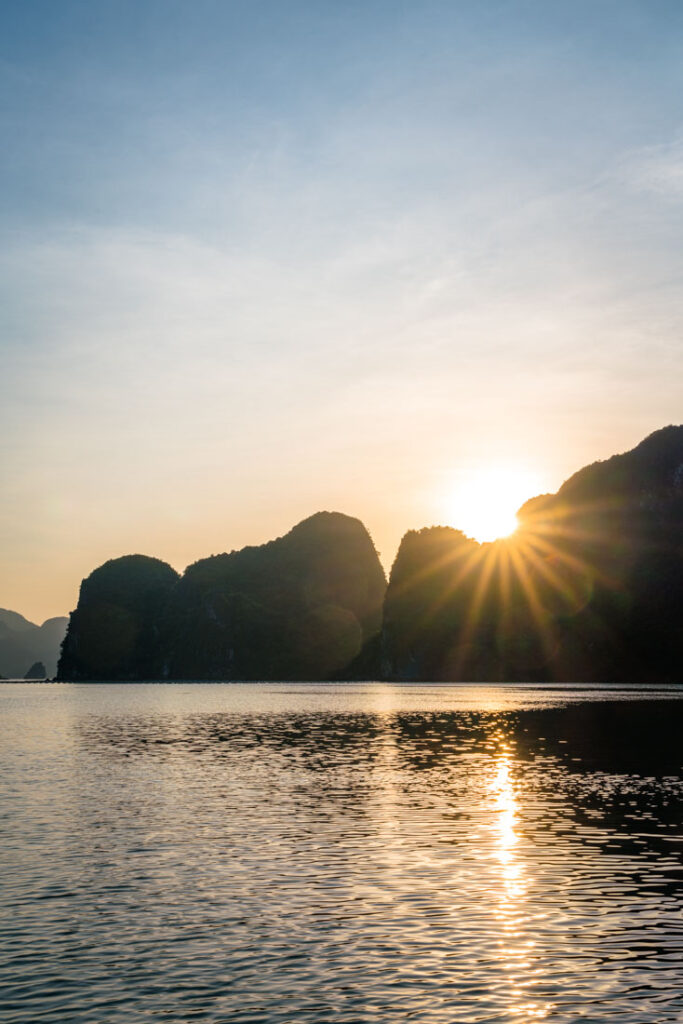 sunset in halong bay