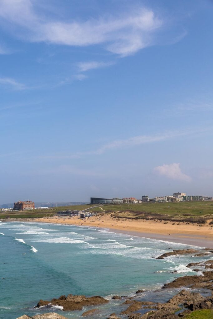 surfing at fistral beach