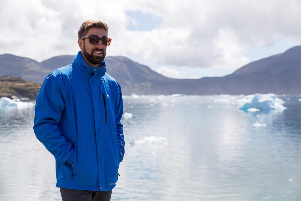 standing with icebergs