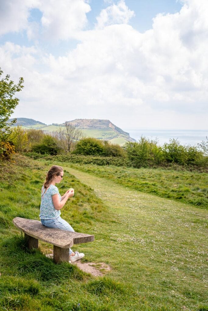 bench overlooking golden cap