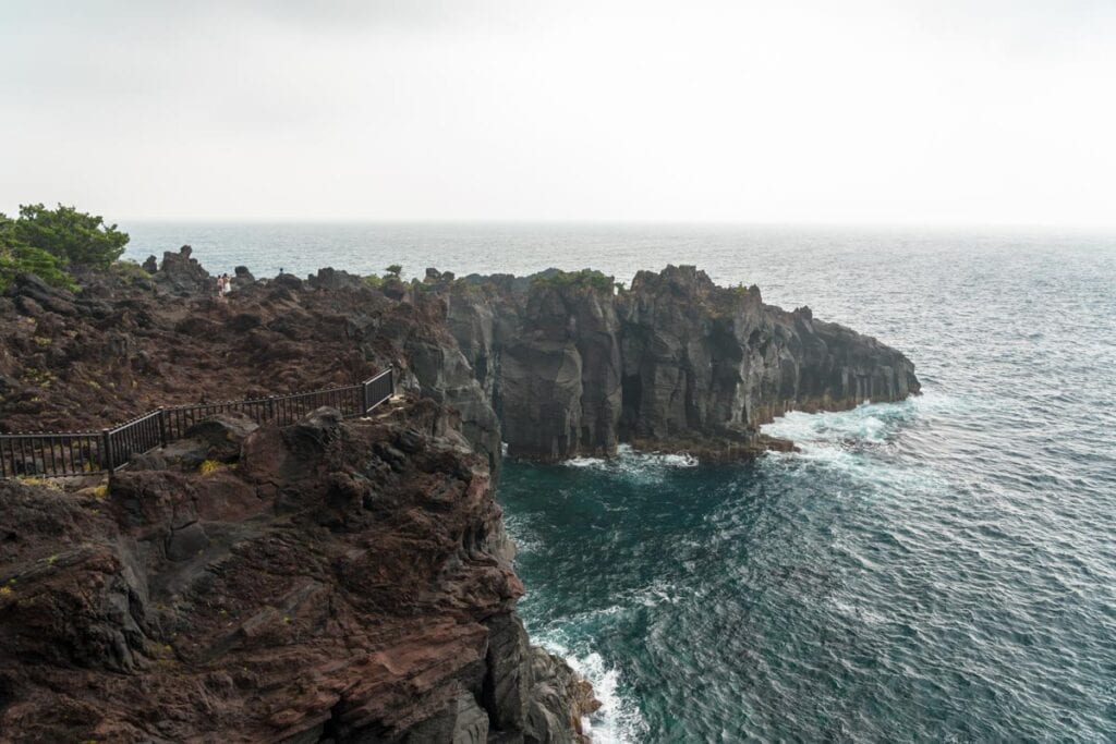 dramatic dark cliffs at jogasaki coast