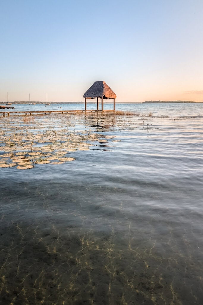 sunrise at lake bacalar