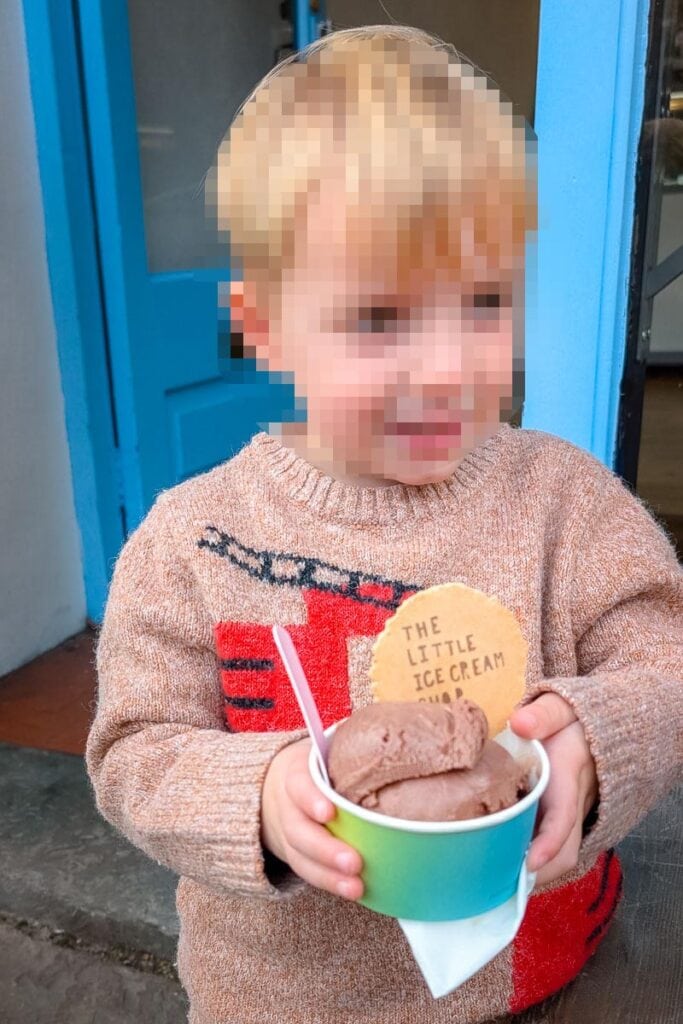 eating ice cream