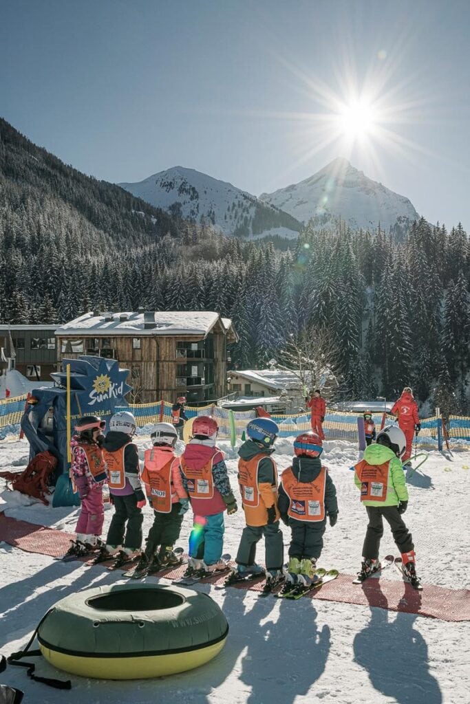 skiing kids club at a kinderhotel