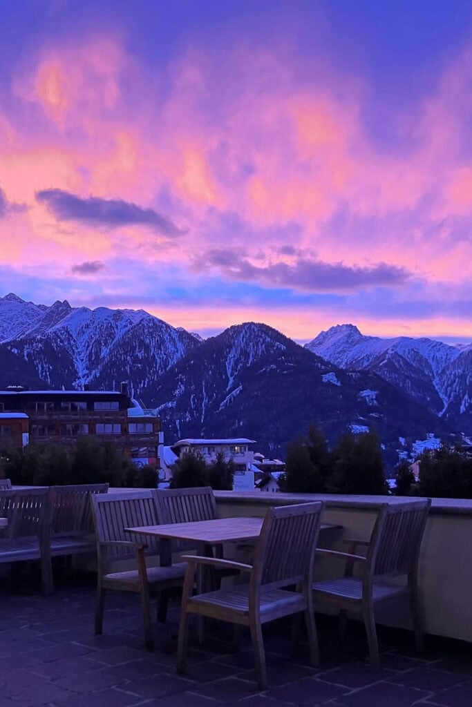 sunset over the alps